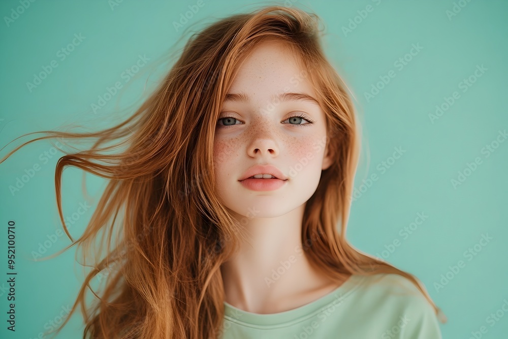 Captivating Redhead with Freckles Posing Outdoors in Casual Wear with Thoughtful Expression Captivating Redhead with Freckles Posing Outdoors in Casual Wear with Thoughtful Expression