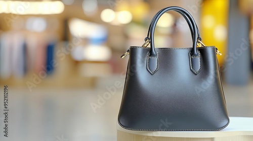 Elegant luxury leather handbag with intricate stitching details, soft shadows, and rich textures, captured in a high-end boutique setting, emphasizing sophistication