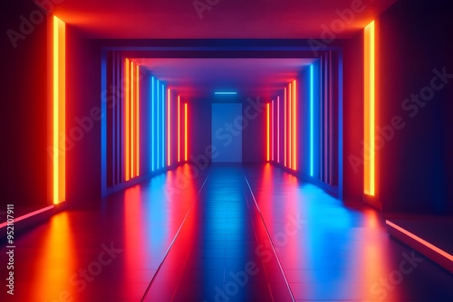 Neon Lights in a Corridor