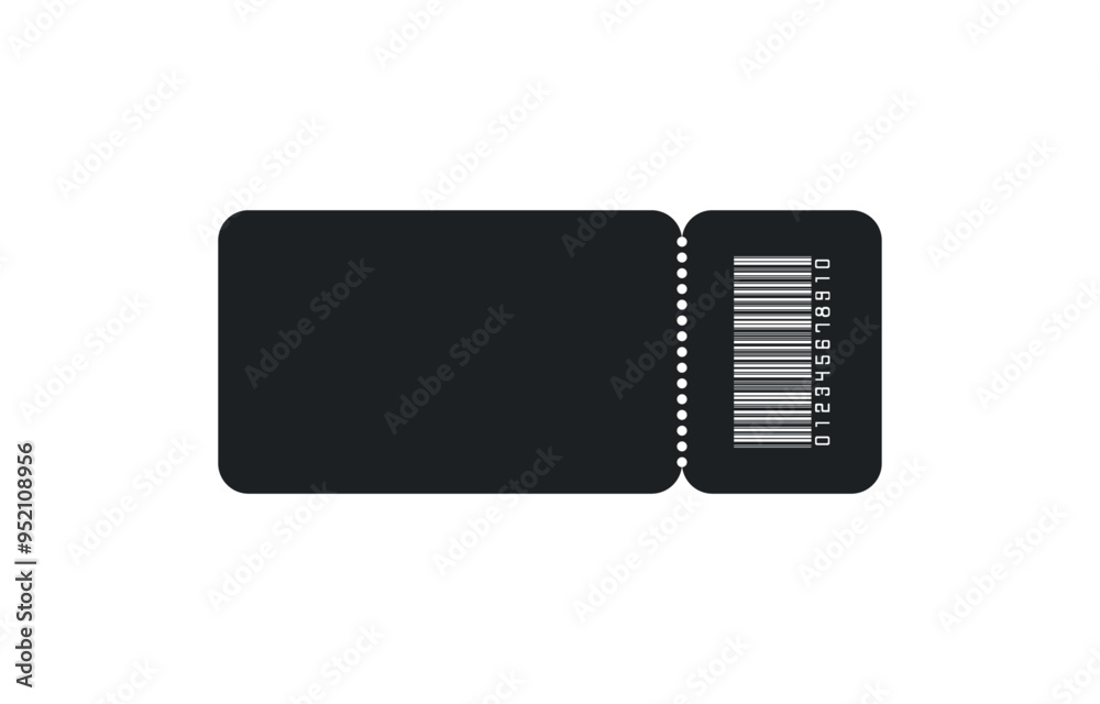 Blank black ticket with barcode, isolated vector templates with copy space on white background Blank black ticket with barcode, isolated vector templates with copy space on white background