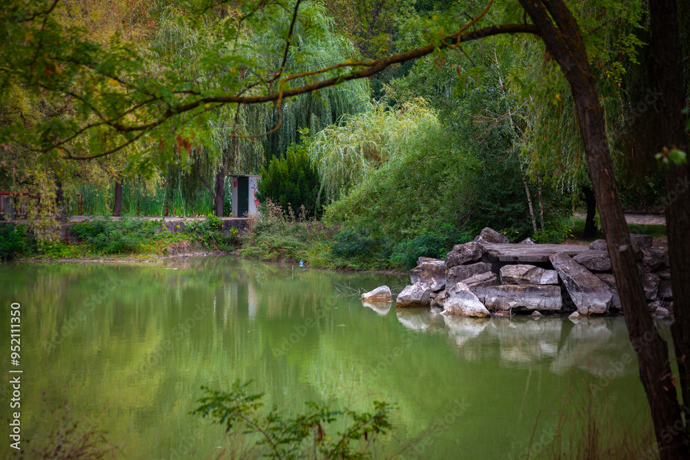 Landscape view from little lake in Bulgaria, Borovo oko, city Targovishe
