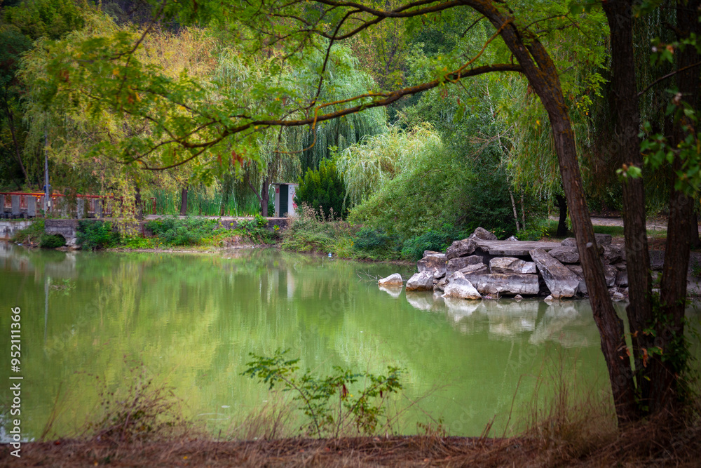 Landscape view from little lake in Bulgaria, Borovo oko, city Targovishe