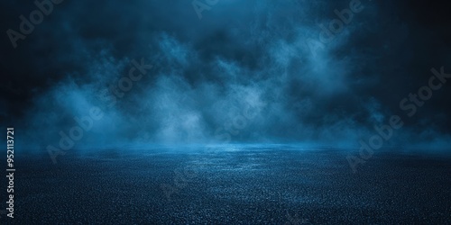 Mysterious Nighttime Landscape with Fog and a Road