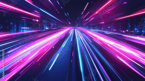 Neon Lights Tunnel of Speed and Velocity