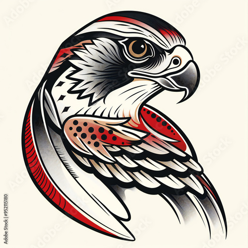 Falcon head very simple traditional tattoo flash styles illustration