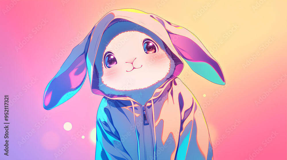Anime Rabbit Designs cute rabbit character wearing anime onesie costume, anime style, cute ...