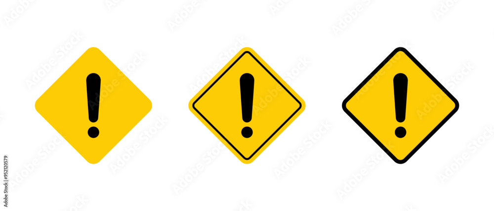Square warning, caution icon set in flat style Square warning, caution icon set in flat style