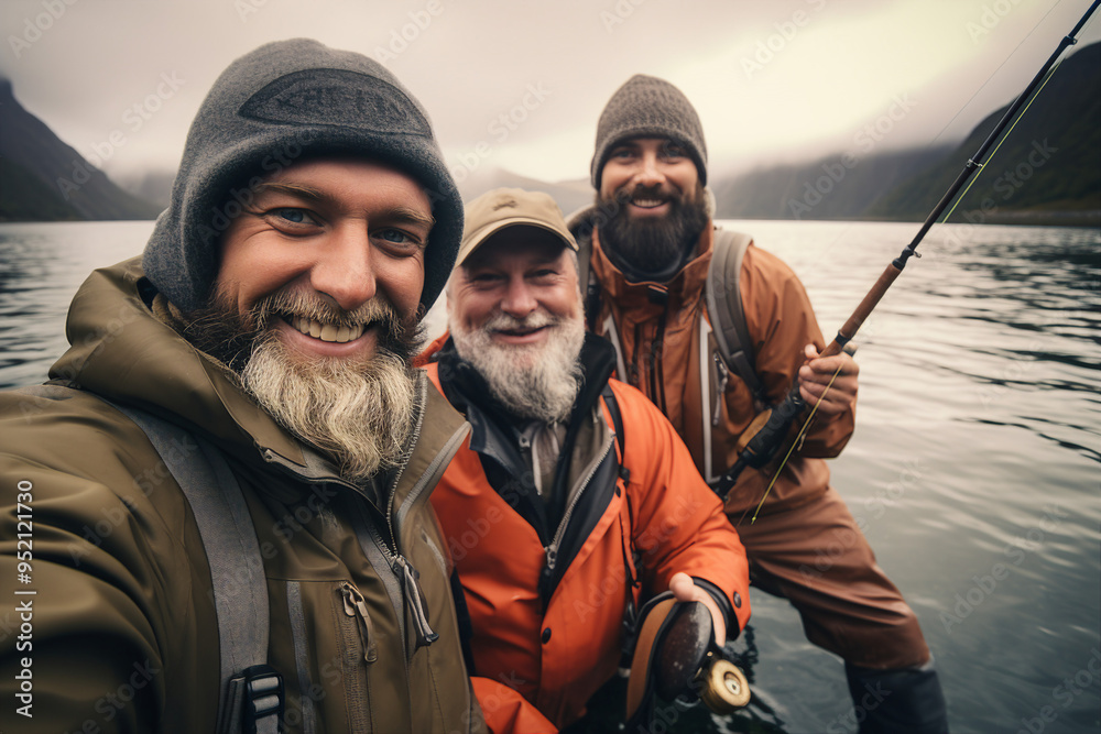 Fototapeta premium Sport fishing man hobby photo made with generative AI