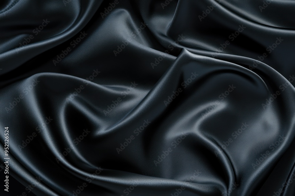 Fototapeta premium Abstract Draped Black Satin Fabric Background