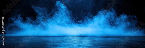 Blue Smoke and Dark Floor Background