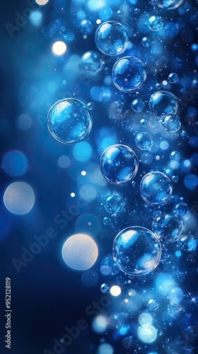 Blue background with bubbles. Illustration. Wallpaper, background, banner