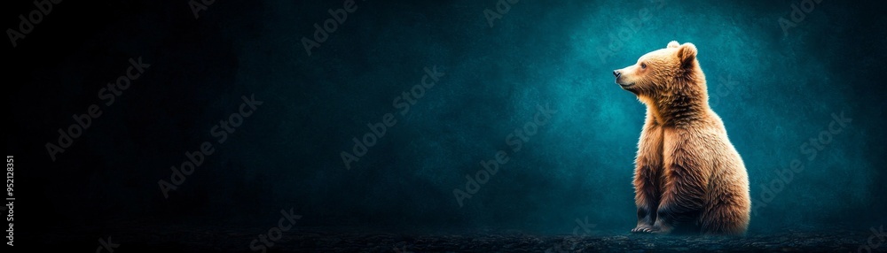 Obraz premium A captivating image of a bear in a dramatic, atmospheric setting, showcasing its natural beauty and strength.