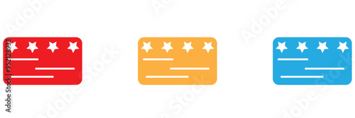 Rating star set for customer feedback or product experience with bad poor average good and excellent text. Five-star rating scale. Vector illustration.