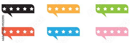 Rating star set for customer feedback or product experience with bad poor average good and excellent text. Five-star rating scale. Vector illustration.