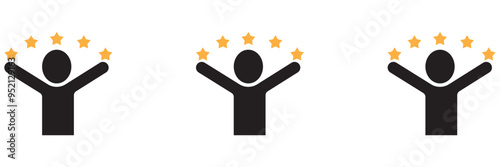 Rating star set for customer feedback or product experience with bad poor average good and excellent text. Five-star rating scale. Vector illustration.
