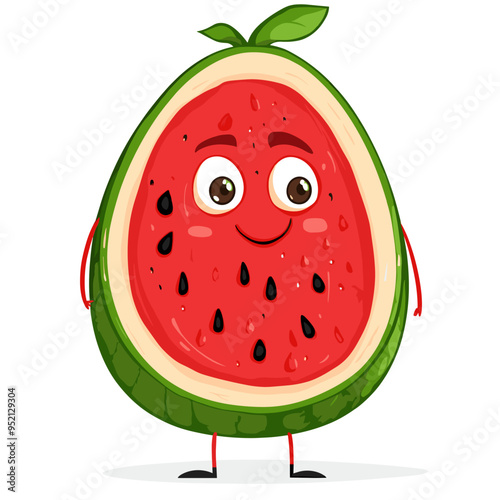 vector character watermelon on white background .Generative AI