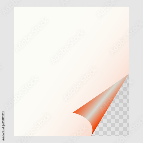 Sheet of paper with curled corner, vector illustration
