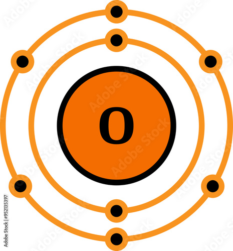 Oxygen (O) Bohr Atomic Model, Atomic Number 8
