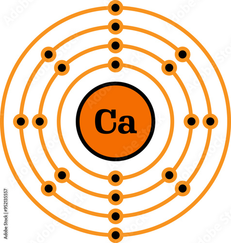 Calcium (Ca) Bohr Atomic Model, Atomic Number 20
