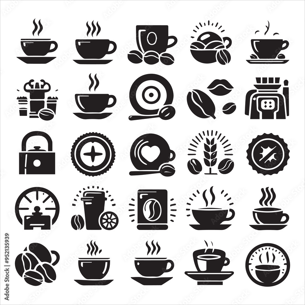 Print Coffee Beans Black silhouette vector in white background
Print Coffee Beans Black silhouette vector in white background
