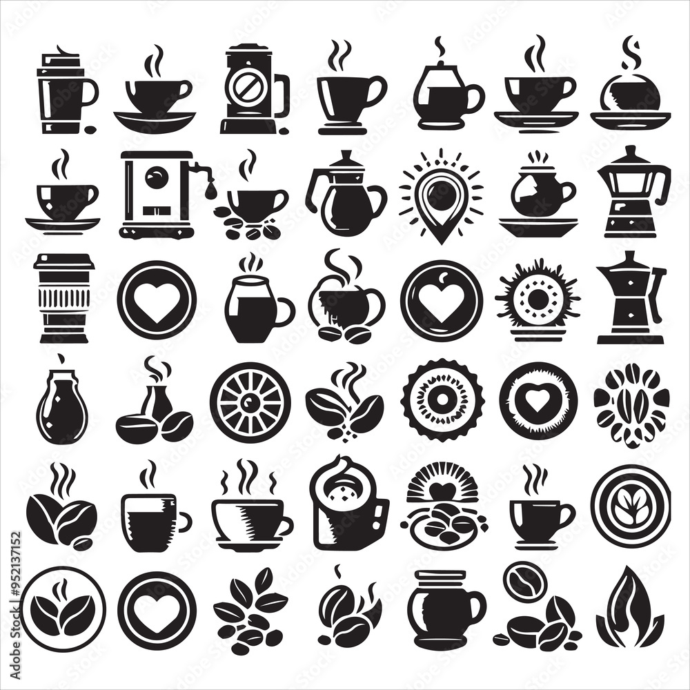 Print Coffee Beans Black silhouette vector in white background
Print Coffee Beans Black silhouette vector in white background