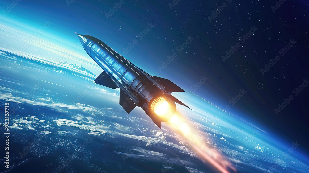Obraz premium hypersonic missile in high speed flight.