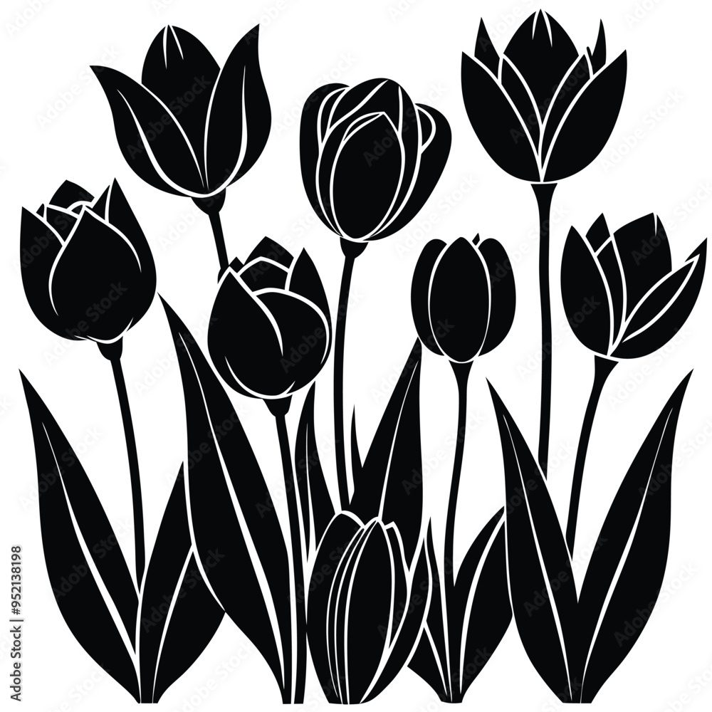 A bunch of tulips flower vector