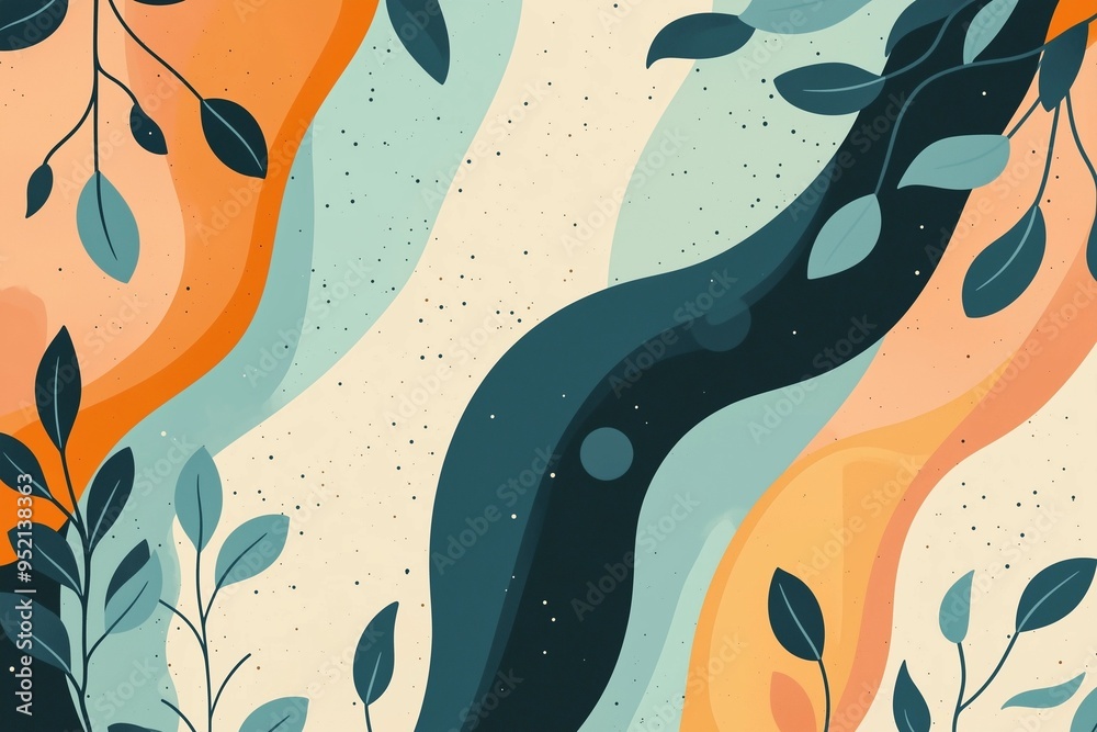 Naklejka premium Dreamy Combination of Pastel Shapes and Lines Flowing Together in Organic, Whimsical Pattern