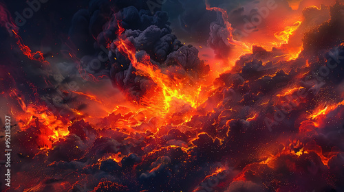 Fire flames with glowing fl...