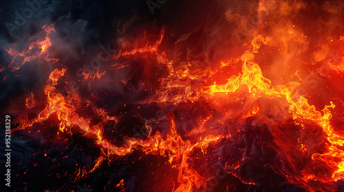 Fire flames with glowing fl...