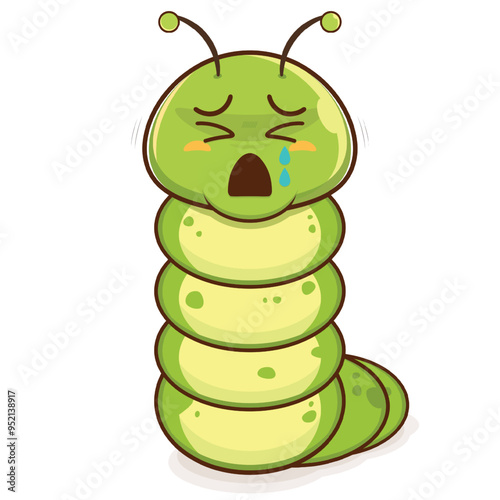 worm crying face cartoon cute