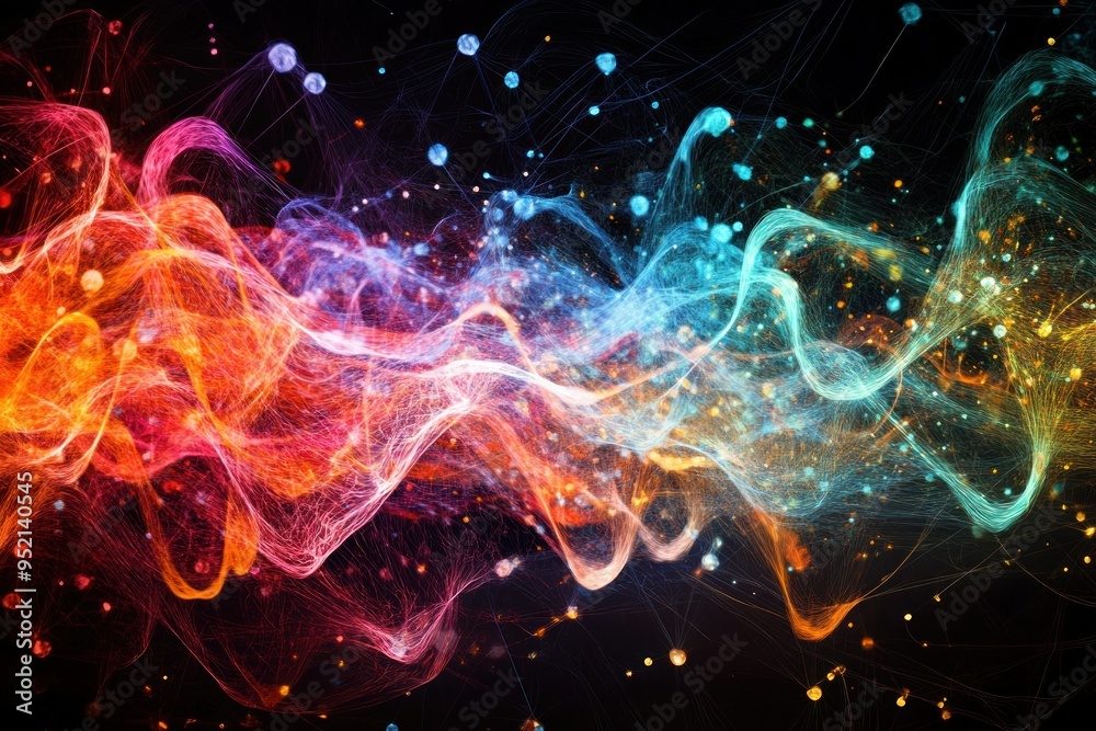 Abstract Colorful Swirls with Glowing Particles Abstract Colorful Swirls with Glowing Particles