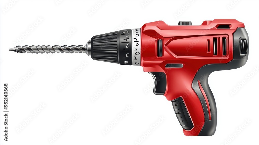 A power drill inserting screws into metal precise engineering isolated on white background A power drill inserting screws into metal precise engineering isolated on white background