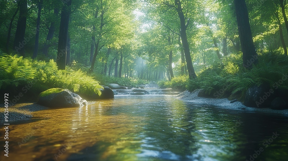 Serene tropical paradise with clear waters and breathtaking mountain views wallpaper Serene tropical paradise with clear waters and breathtaking mountain views wallpaper