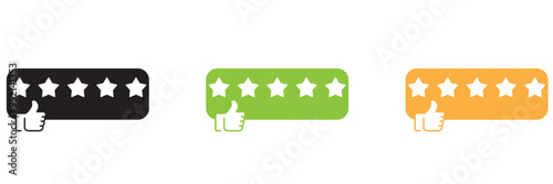 Rating star set for customer feedback or product experience with bad poor average good and excellent text. Five-star rating scale. Vector illustration.