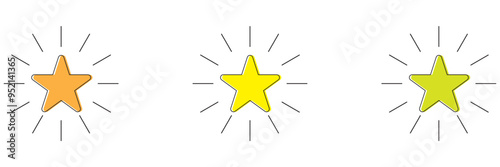 Rating star set for customer feedback or product experience with bad poor average good and excellent text. Five-star rating scale. Vector illustration.
