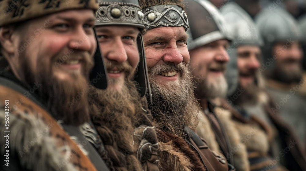 Fototapeta premium Viking Warriors in Traditional Costumes