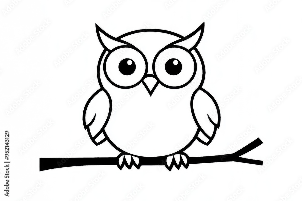 Naklejka premium A delightful and simple owl coloring page perfect for toddlers to explore creativity and develop motor skills while having fun
