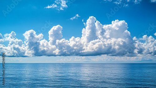 Image of calm sea weather with clouds, captured with a Nikon Z6 II and a 35mm f1.8 lens. The scene evokes a peaceful and serene summer day, highlighting the tranquil beauty of the seascape. photo