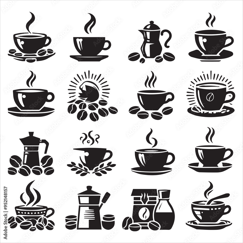 Print Coffee Beans Black silhouette vector in white background
Print Coffee Beans Black silhouette vector in white background