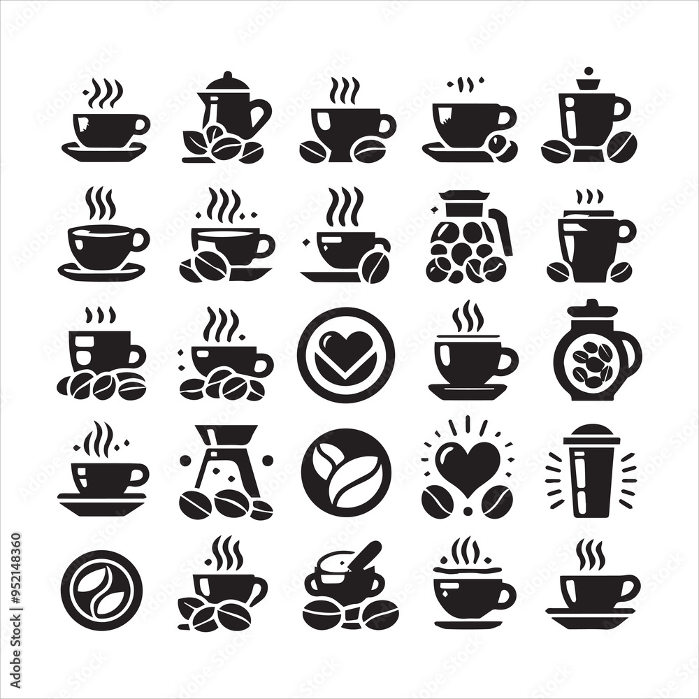 Print Coffee Beans Black silhouette vector in white background
Print Coffee Beans Black silhouette vector in white background