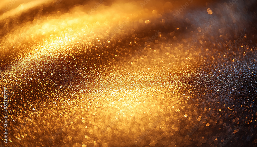 Bright gold glitter decoration glowing in dark backdrop generated by AI Bright gold glitter decoration glowing in dark backdrop generated by AI