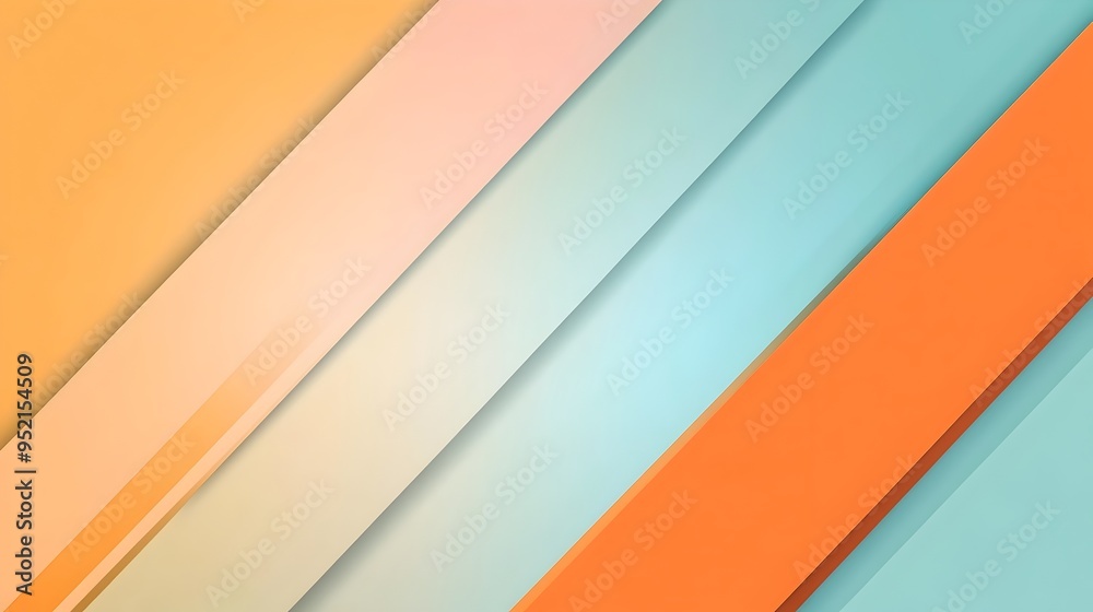 Fototapeta premium Vibrant Minimalist Slide Background with Abstract Diagonal Stripe Design in Orange and Light Blue Color Palette Leaving Blank Center Space for Content