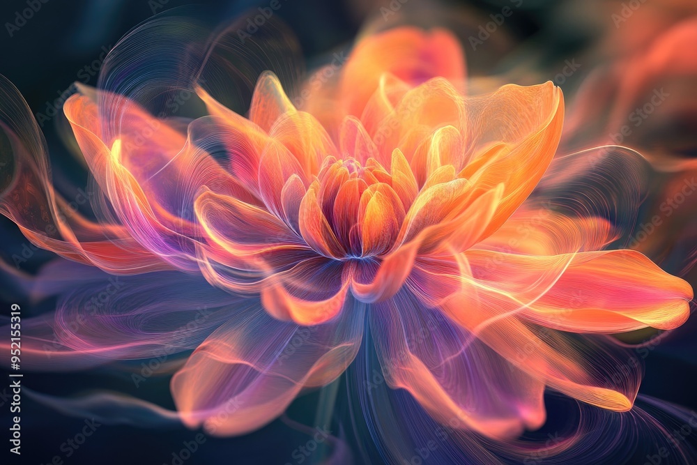 Abstract Close-Up of a Multicolored Flower with Delicate Lines Abstract Close-Up of a Multicolored Flower with Delicate Lines
