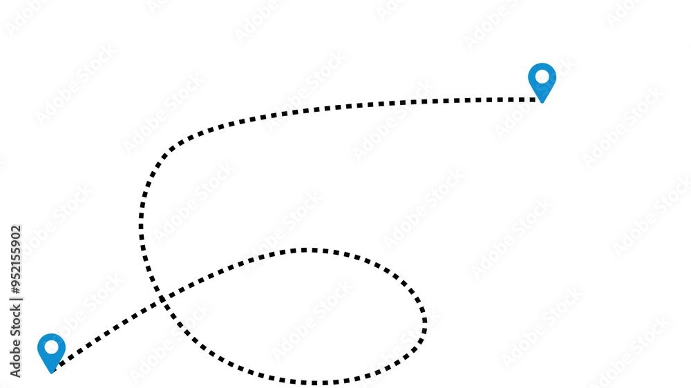 Location from here to there, animated line with location icon, 4k Location from here to there, animated line with location icon, 4k