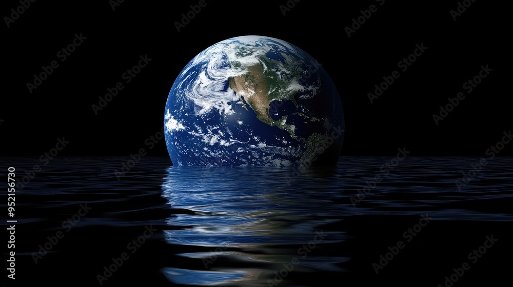 Melting Earth submerged in water, a stark image that underscores the urgent need to address global warming.