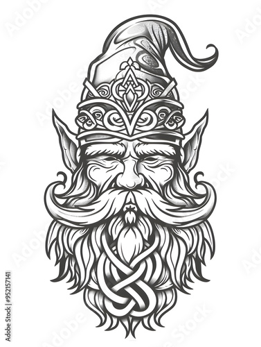 Gnome head very simple traditional tattoo flash styles illustration photo