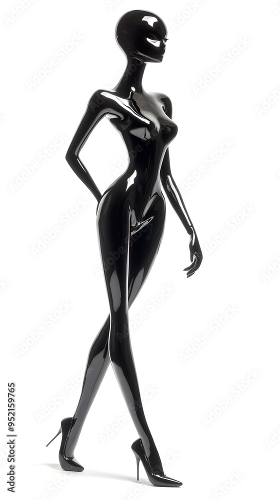 3D Fashion shiny black female mannequin for clothes isolated on white background. Black body silhouette, dressmakers dummy 3D Fashion shiny black female mannequin for clothes isolated on white background. Black body silhouette, dressmakers dummy