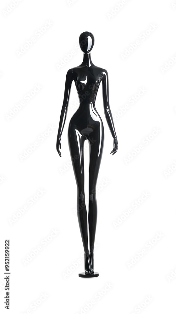 3D Fashion shiny black female mannequin for clothes isolated on white background. Black body silhouette, dressmakers dummy 3D Fashion shiny black female mannequin for clothes isolated on white background. Black body silhouette, dressmakers dummy