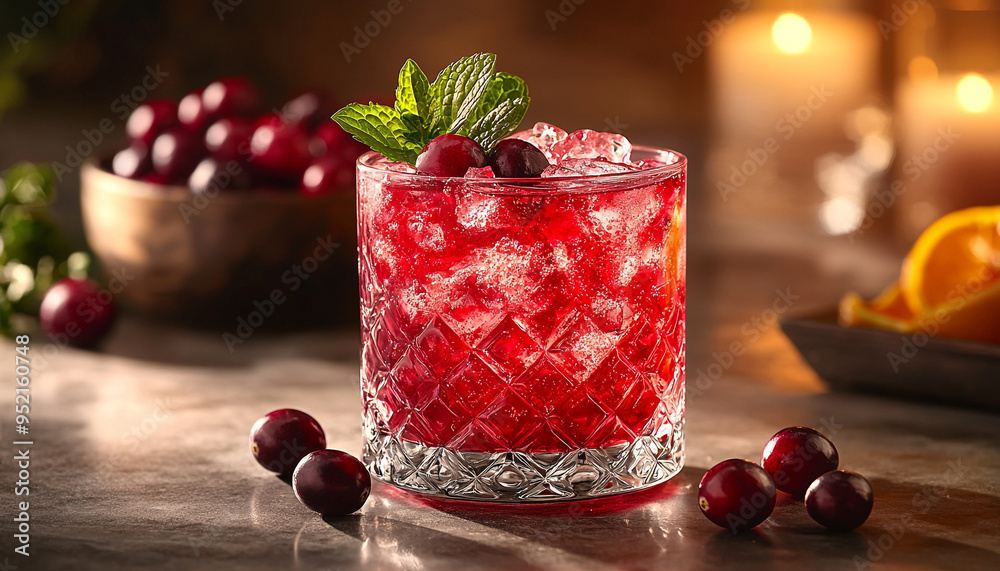 Refreshing cocktail with fresh berries on rustic wood table generated by AI Refreshing cocktail with fresh berries on rustic wood table generated by AI
